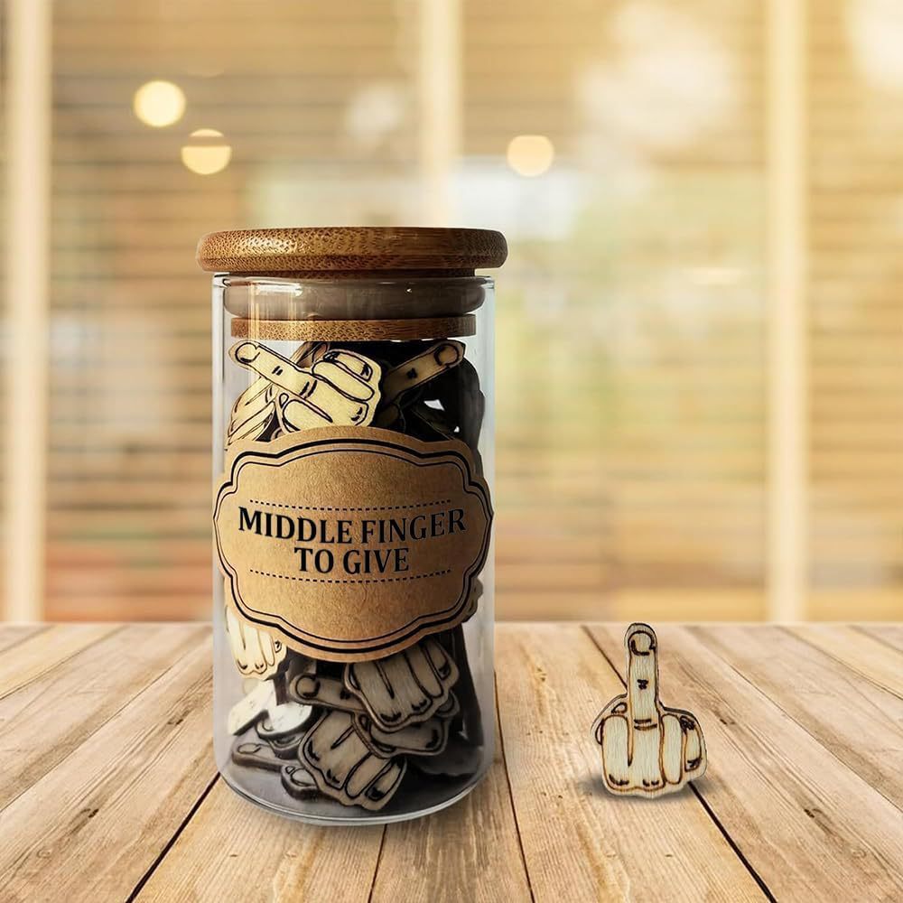 Middle Finger Gift Jar Made Of Wood