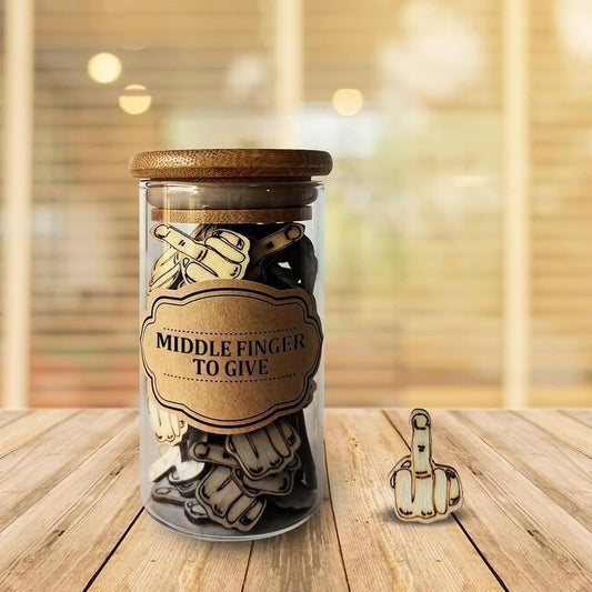 Middle Finger Gift Jar Made Of Wood