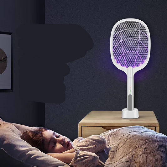 Electric Fly Swatter, 4000V USB Rechargeable Fly Killer Bug Zapper Racket with Charging Base, Home and Outdoor Mosquito Killer with LED Light for Mosquitoes, Flies, Bees, Moths