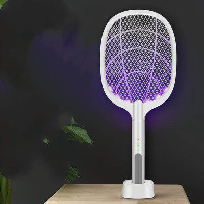 Electric Fly Swatter, 4000V USB Rechargeable Fly Killer Bug Zapper Racket with Charging Base, Home and Outdoor Mosquito Killer with LED Light for Mosquitoes, Flies, Bees, Moths