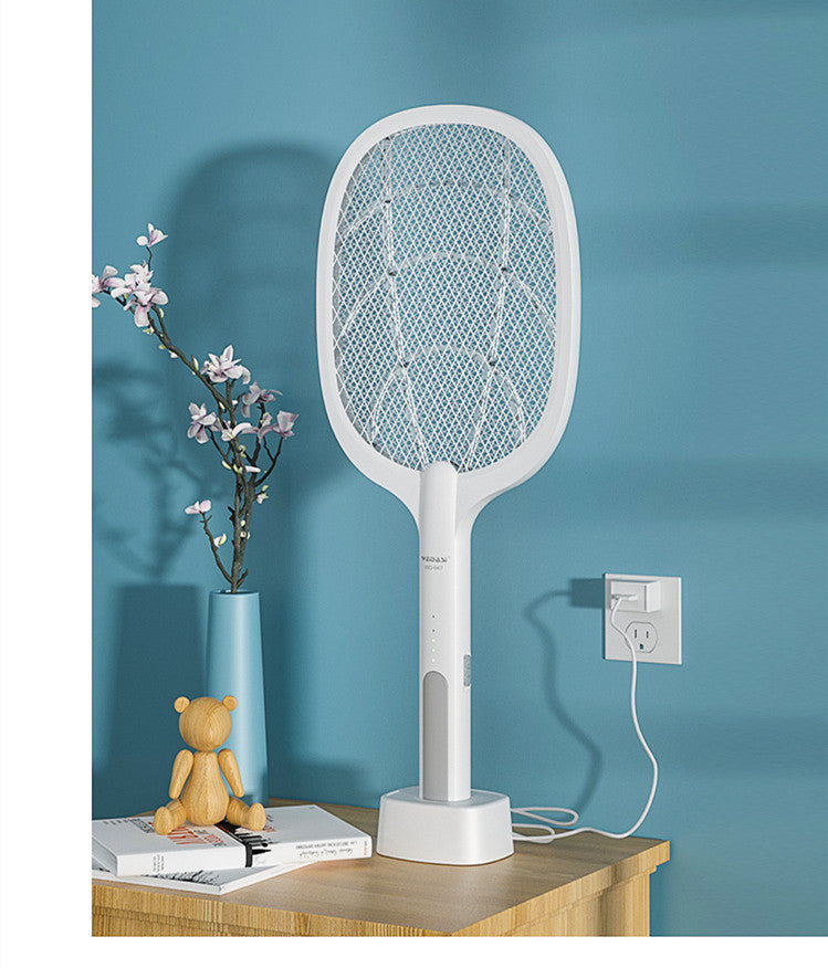 Electric Fly Swatter, 4000V USB Rechargeable Fly Killer Bug Zapper Racket with Charging Base, Home and Outdoor Mosquito Killer with LED Light for Mosquitoes, Flies, Bees, Moths