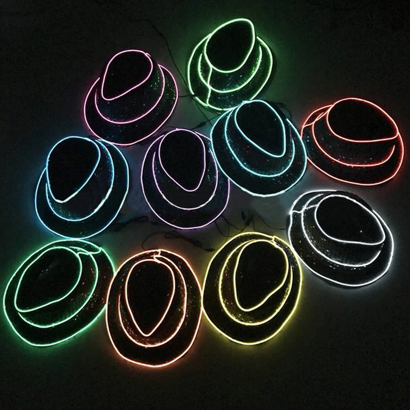 British Jazz Glowing Hat Christmas Party Glitter Topper Sequins Fluorescent Performance Hat