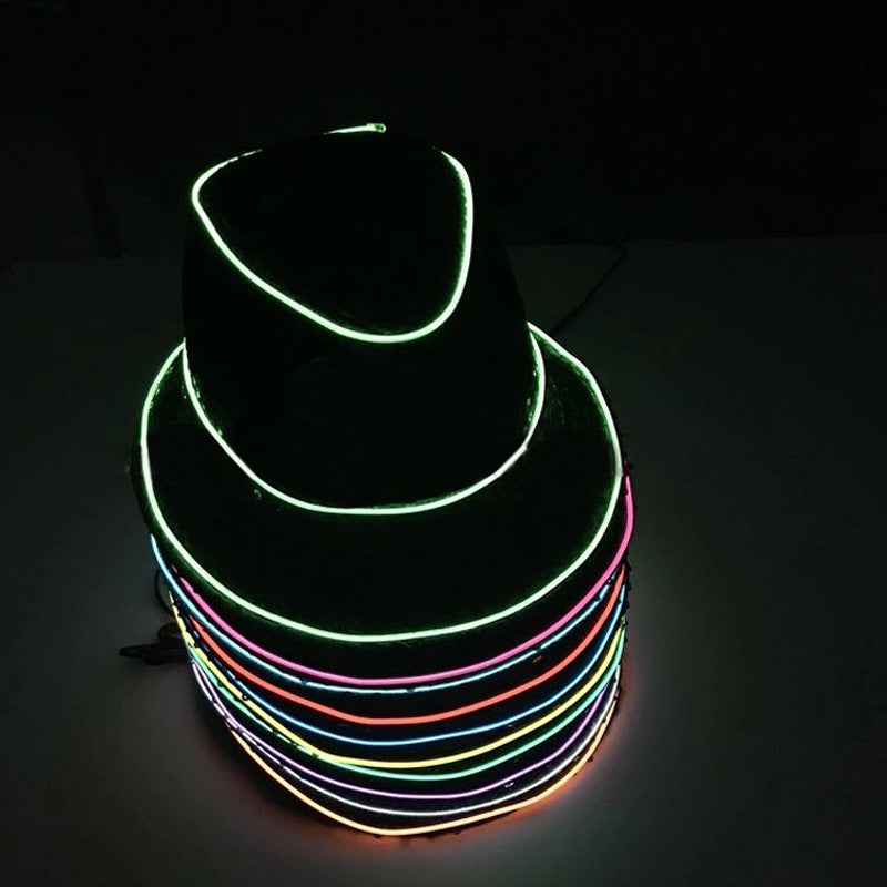 British Jazz Glowing Hat Christmas Party Glitter Topper Sequins Fluorescent Performance Hat