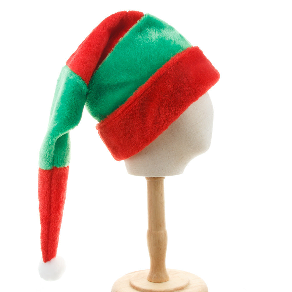 Red And Green Stripes Christmas Hat Plush Lengthened Festival Dress Up