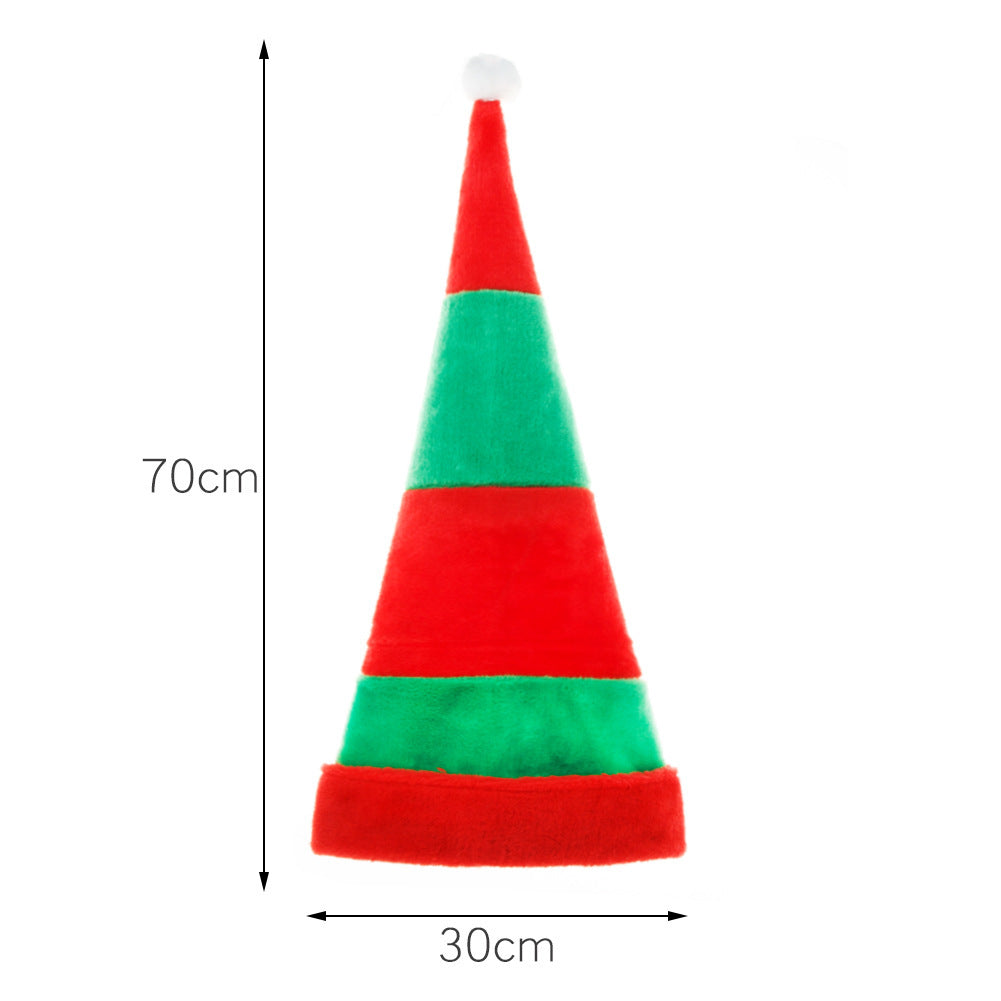 Red And Green Stripes Christmas Hat Plush Lengthened Festival Dress Up