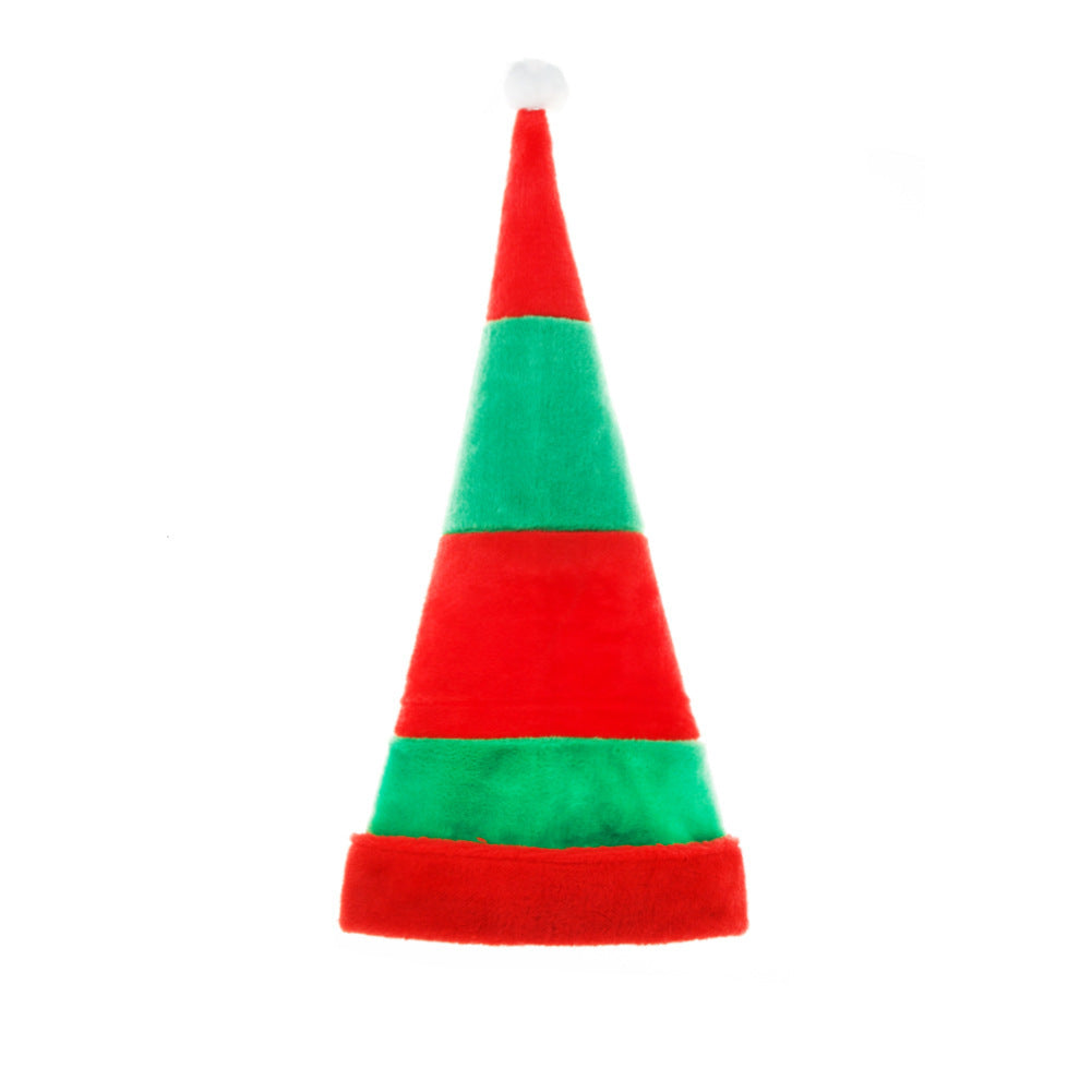 Red And Green Stripes Christmas Hat Plush Lengthened Festival Dress Up