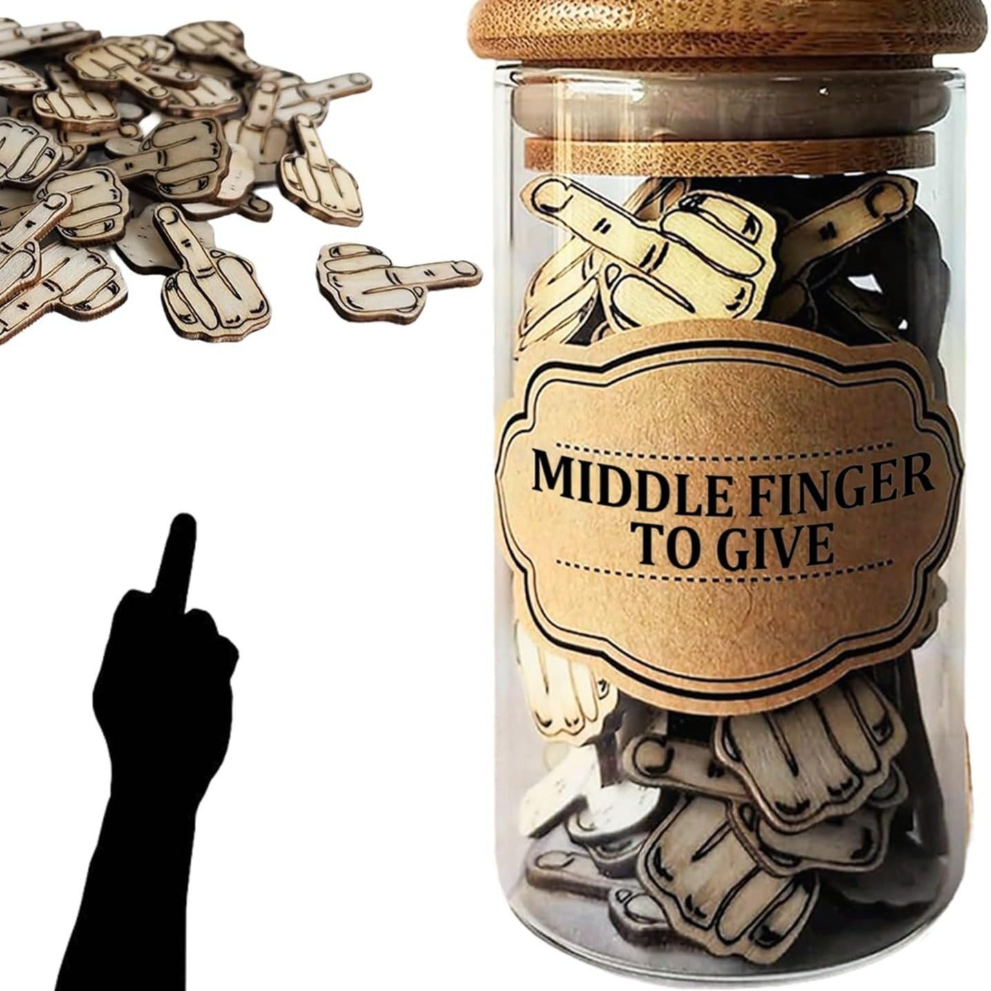 Middle Finger Gift Jar Made Of Wood