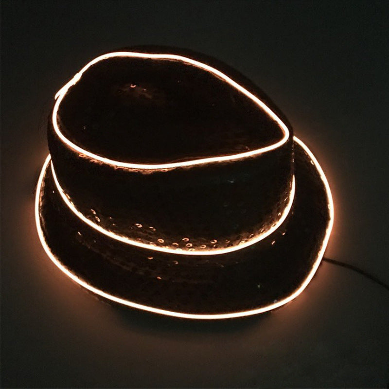 British Jazz Glowing Hat Christmas Party Glitter Topper Sequins Fluorescent Performance Hat