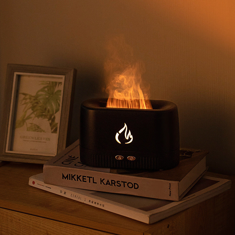 Flame Aroma Diffuser,Fragrance Essential Oil Diffuser Humidifier,Aroma Diffuser Humidifier with 3D Flame Night Light 200mL for Bedroom, Home and Office