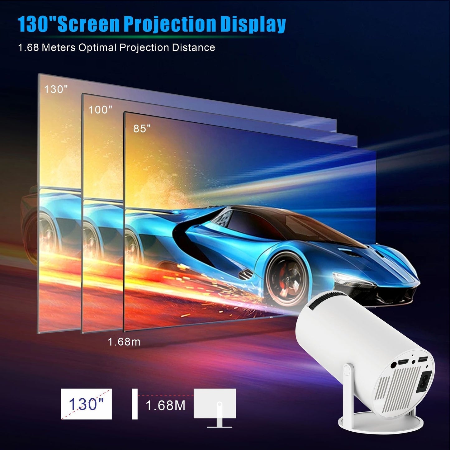 HY300 Pro Projector Home Theater Entertainment Portable 4K