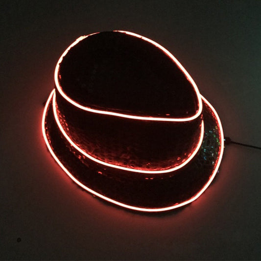 British Jazz Glowing Hat Christmas Party Glitter Topper Sequins Fluorescent Performance Hat