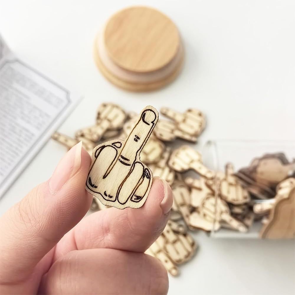Middle Finger Gift Jar Made Of Wood
