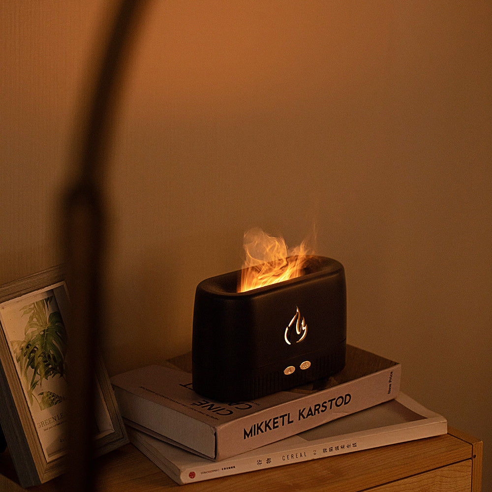 Flame Aroma Diffuser,Fragrance Essential Oil Diffuser Humidifier,Aroma Diffuser Humidifier with 3D Flame Night Light 200mL for Bedroom, Home and Office