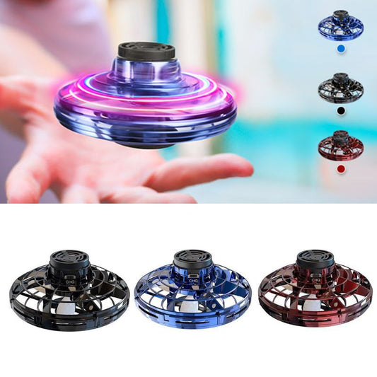 Mini Fingertip Gyro Interactive Decompression Toy Drone LED UFO Type Flying Helicopter Spinner For 6 7 8 9 10+ Kids Teens Indoor Outdoor