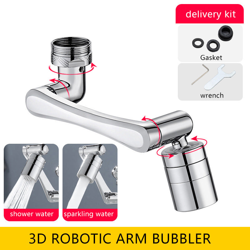 Rotating Water Bubbler Extension Noise Splash-Proof Faucet Extender, 1080° Large-Angle Rotating Robotic Arm