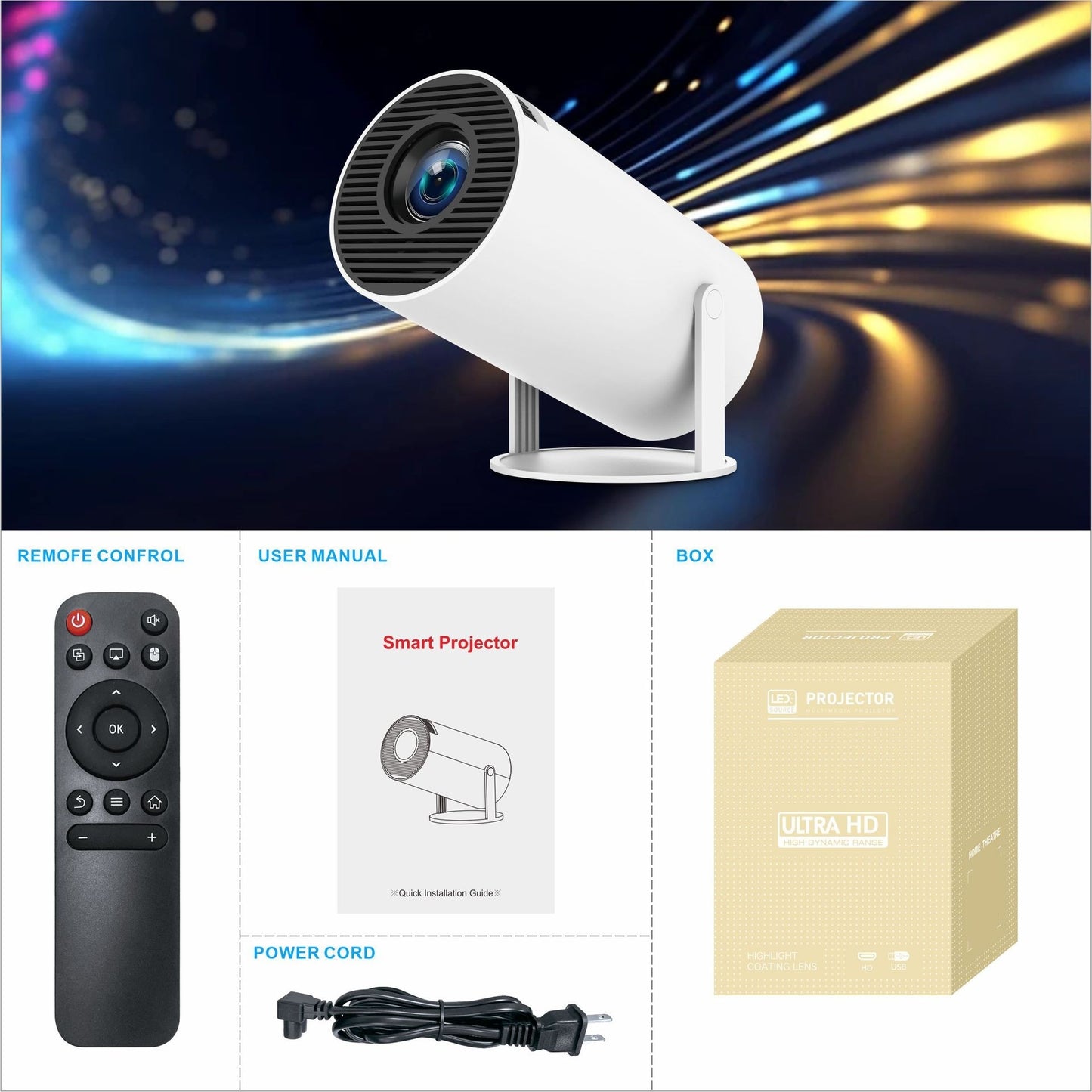 HY300 Pro Projector Home Theater Entertainment Portable 4K