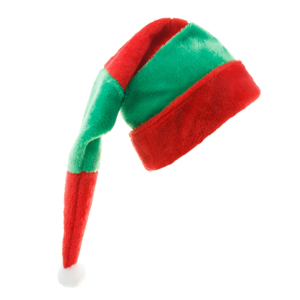 Red And Green Stripes Christmas Hat Plush Lengthened Festival Dress Up