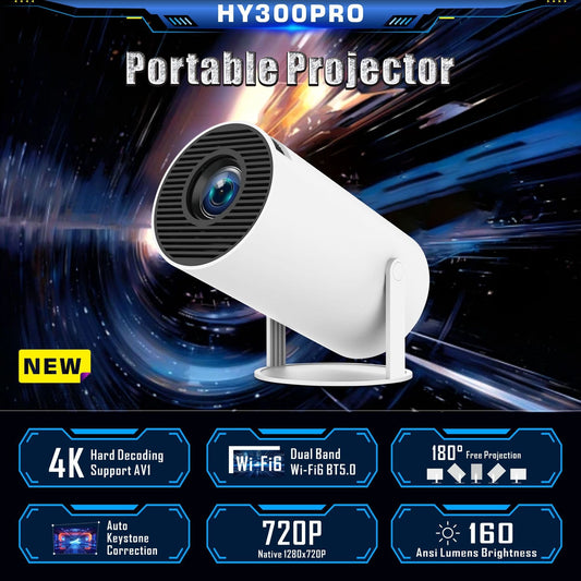 HY300 Pro Projector Home Theater Entertainment Portable 4K