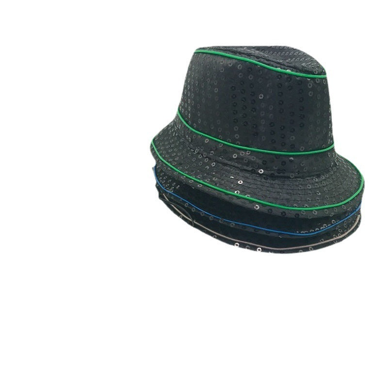 British Jazz Glowing Hat Christmas Party Glitter Topper Sequins Fluorescent Performance Hat