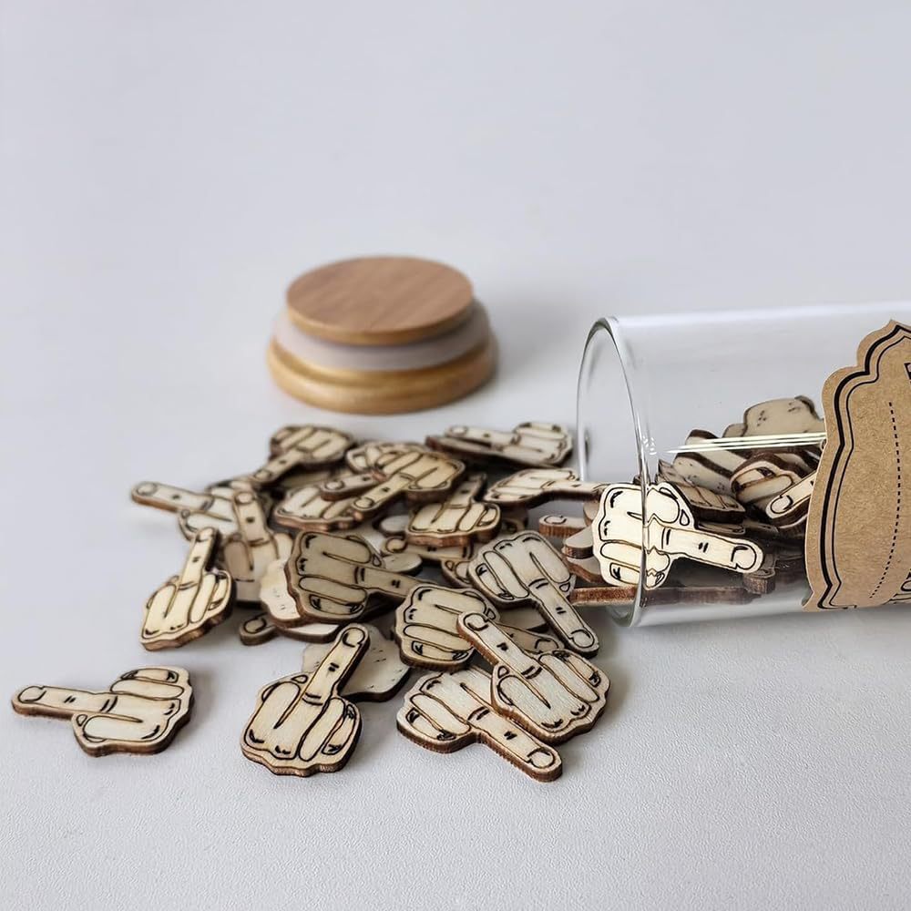 Middle Finger Gift Jar Made Of Wood